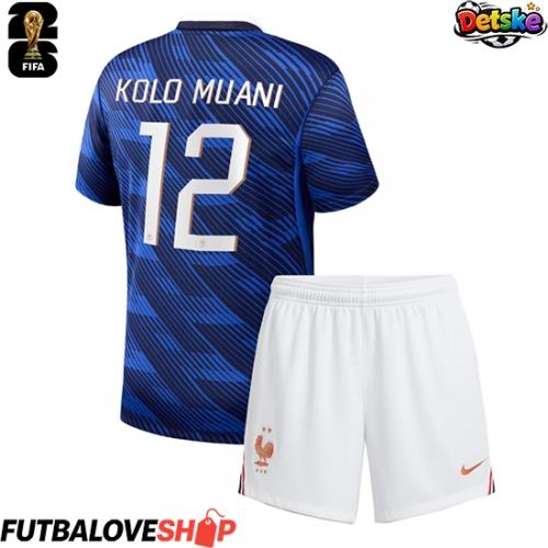 Dres Francúzsko Randal Kolo Muani #12 Domáci pre deti MS 2026 Krátky Rukáv (+ trenírky)
